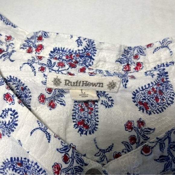Ruff Hewn Red White Blue Paisley Tank Button Down Blouse Women’s Size Large - Picture 6 of 9